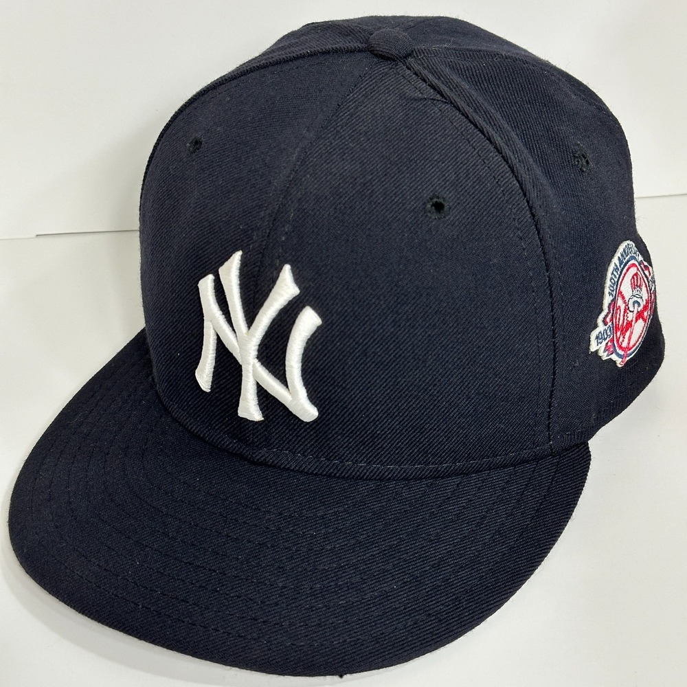 New York Yankees Hat Sz 7 Black Wool 100th Anniversary 59fifty New Era Cap USA